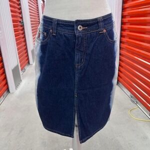 Dope Y2K Guess Midi Length Denim Jean Skirt - Slits & Bleached Silhouette Sz 30